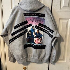 The Breakfast Club Back Upcycled Graphic Tee & Fleece Zip-Up Hoodie - Read 4 Sz